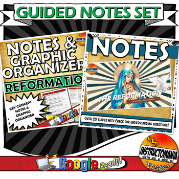 Preview of Reformation Guided Notes PowerPoint Presentation & Graphic Organizer