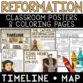 Preview of Reformation Posters Timelines Maps Coloring Pages - Protestant Reformation