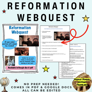 Preview of Reformation Webquest (Protestant Reformation, Martin Luther)