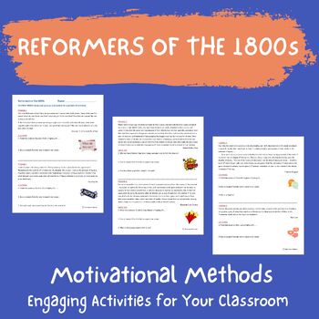 Preview of FREE Reformers of the 1800s Activity for Middle School: Primary Sources