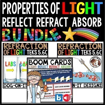 Preview of Reflection & Refraction of Light Boom Cards Labs Properties of Light 5th Bundle
