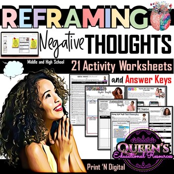 Preview of Reframing Negative Thoughts Activity Worksheets / Positive Affirmation