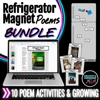 Preview of Refrigerator Magnet Poem GROWING BUNDLE  Theme-Based Creative Writing Activities