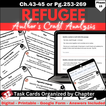 Preview of Refugee Author's Craft Task Cards Chapters 43-45 (pg.253-269)