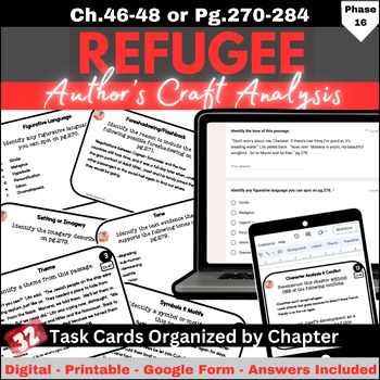 Preview of Refugee Author's Craft Task Cards Chapters 46, 47, 48 (pg.270-284)