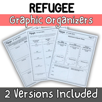 Preview of Refugee by Alan Gratz Graphic Organizers- 2 Sets Included- Digital Option