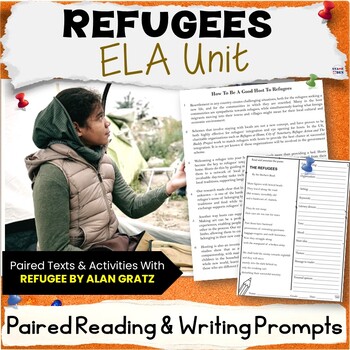 Preview of Refugees Unit, Bell Ringers, ELA Paired Reading Activity Packet, Writing Prompts