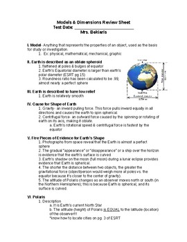 Preview of Regents Earth Science: Models & Dimensions of Earth