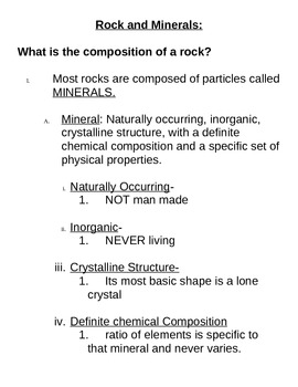 Preview of Regents Earth Science Rocks and Minerals Teacher Note Packet