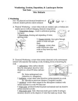 Preview of Regents Earth Science:Surface Processes (W.E.D) Review Sheet