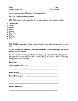 Preview of Regents Part 3 Template Organizer