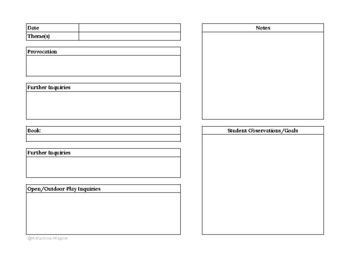 Preview of Reggio Preschool Observation & Note Sheet