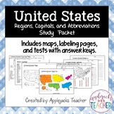 Regions, Capitals, and Abbreviations of the U.S. - Study Packet