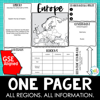Preview of Regions Notes Set One Pagers for 6th Grade Social Studies
