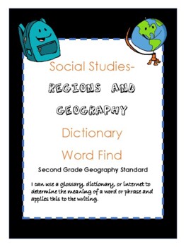 Preview of Regions and Geography Vocabulary- Dictionary Word Find
