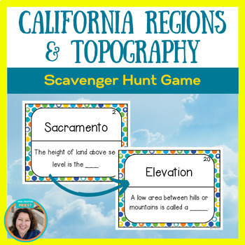 Preview of Regions of California & Topographic Map Skills Scavenger Hunt