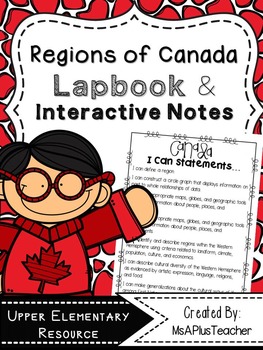 Preview of Regions of Canada Lapbook