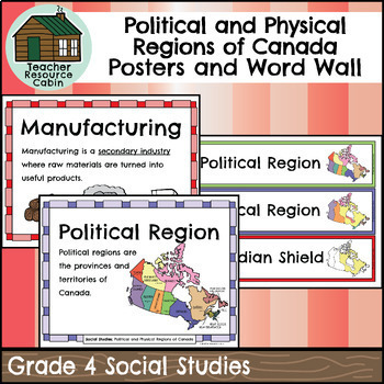 Preview of Regions of Canada Word Wall and Posters (Grade 4 Social Studies)