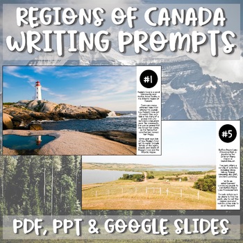 Preview of Regions of Canada Writing Prompts - Visual & Text - Alberta Grade 5 Aligned