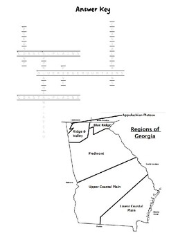 Regions of Georgia Crossword and Map for Labeling - With Answer Key