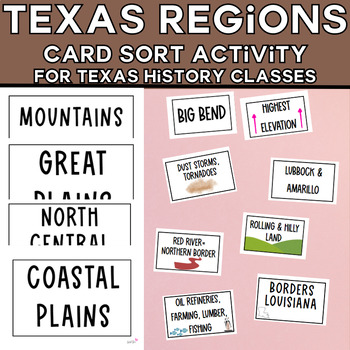 Preview of Regions of Texas Card Sort Activity and Review Game