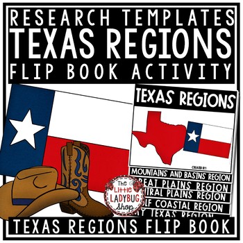 Preview of Texas History Study of Regions of Texas Map Activity Research Template Flipbook