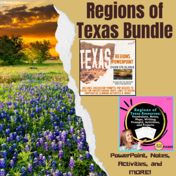 Preview of Regions of Texas PowerPoint, Notes, and Activities For Texas History Classes
