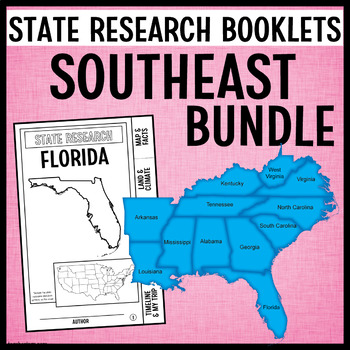 Preview of Regions of United States State Report Research Booklets | Southeast Bundle