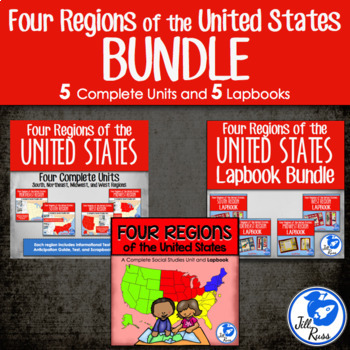 Preview of Regions of United States Units and Lapbooks Bundle (Four Regions Version)