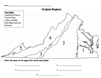 Regions Of Virginia Map Label Va Sol 2 8 By Lauren Antozzi Tpt
