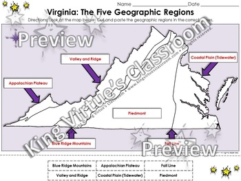 Regions of Virginia: The Five Geographical Regions of Virginia Cut and