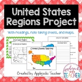 Regions of the U.S. Project with Text, Note Taking, and Su