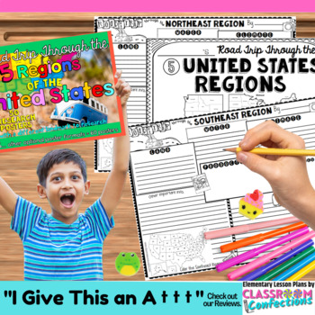 Preview of US Regions Research 5 Regions of the United States  4th 5th Grade Activity