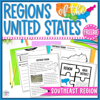 Preview of Regions of the United States Maps and Worksheets FREEBIE - Southeast Region