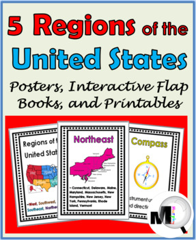 Preview of Regions of the United States Posters Interactive Flap Books & Printables