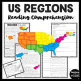 Regions of the United States Reading Comprehension Workshe
