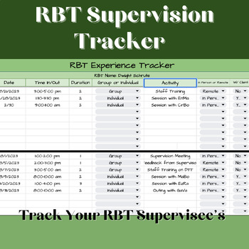 Preview of Registered Behavior Technician (RBT) Supervision Tracker