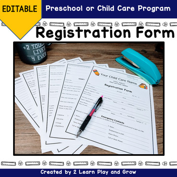 Preview of Registration form for Preschool or Child Care