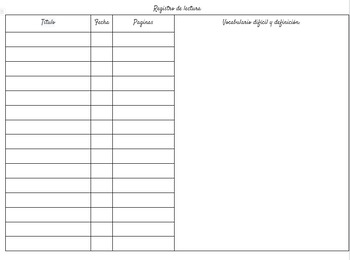 Diario de lectura/Spanish reading log by Nohemi Barcenas