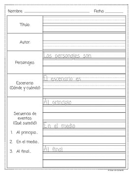 Preview of Registro de lectura, ficción - Reading Register, Fiction (Spanish and English)