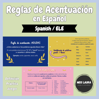 Preview of Reglas de ACENTUACION en Español (Spanish/ELE) Presentación, Slides