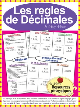 Preview of Règles de Décimales Leçon