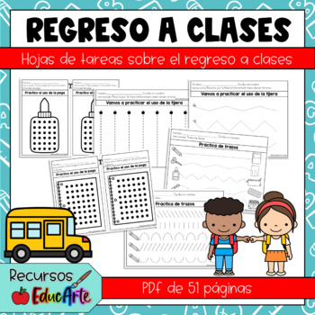 Preview of Regreso a clases Hojas de tareas | Back to School Worksheets in Spanish
