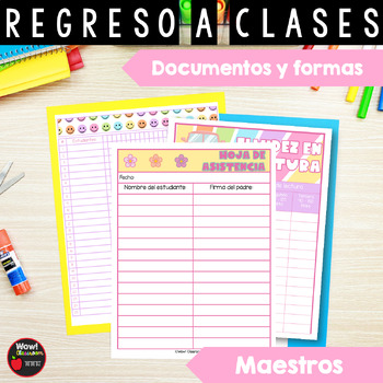 Preview of Regreso a clases: documentos y formas para maestros | Motivo Hippie