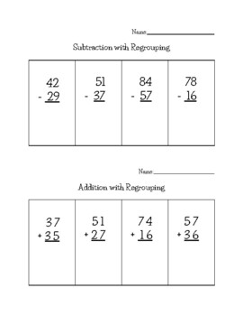 Regrouping Practice (within 100) by Kailey Gehres | TPT
