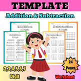 Regrouping Template for 2,3,4,5,6 and 7 Digit Addition and