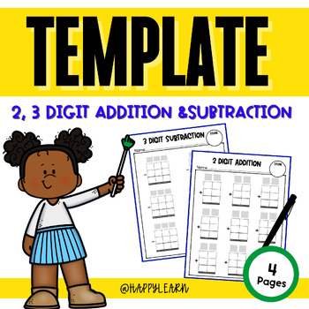 Preview of Regrouping Template for 2 and 3 Digit Addition and Subtraction