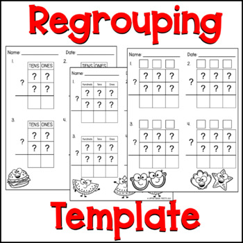 Preview of Regrouping Templates - with and without clipart