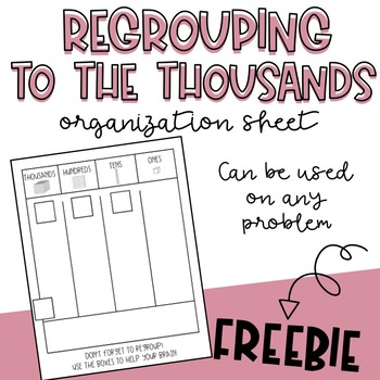 Preview of Regrouping Organization Template Freebie