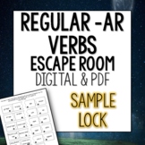 Regular AR Verbs in the Present tense Escape Room Free Sam